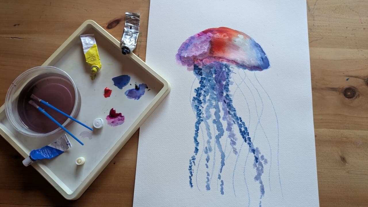 Watercolour & Pastel Jellyfish | Art Class for Children